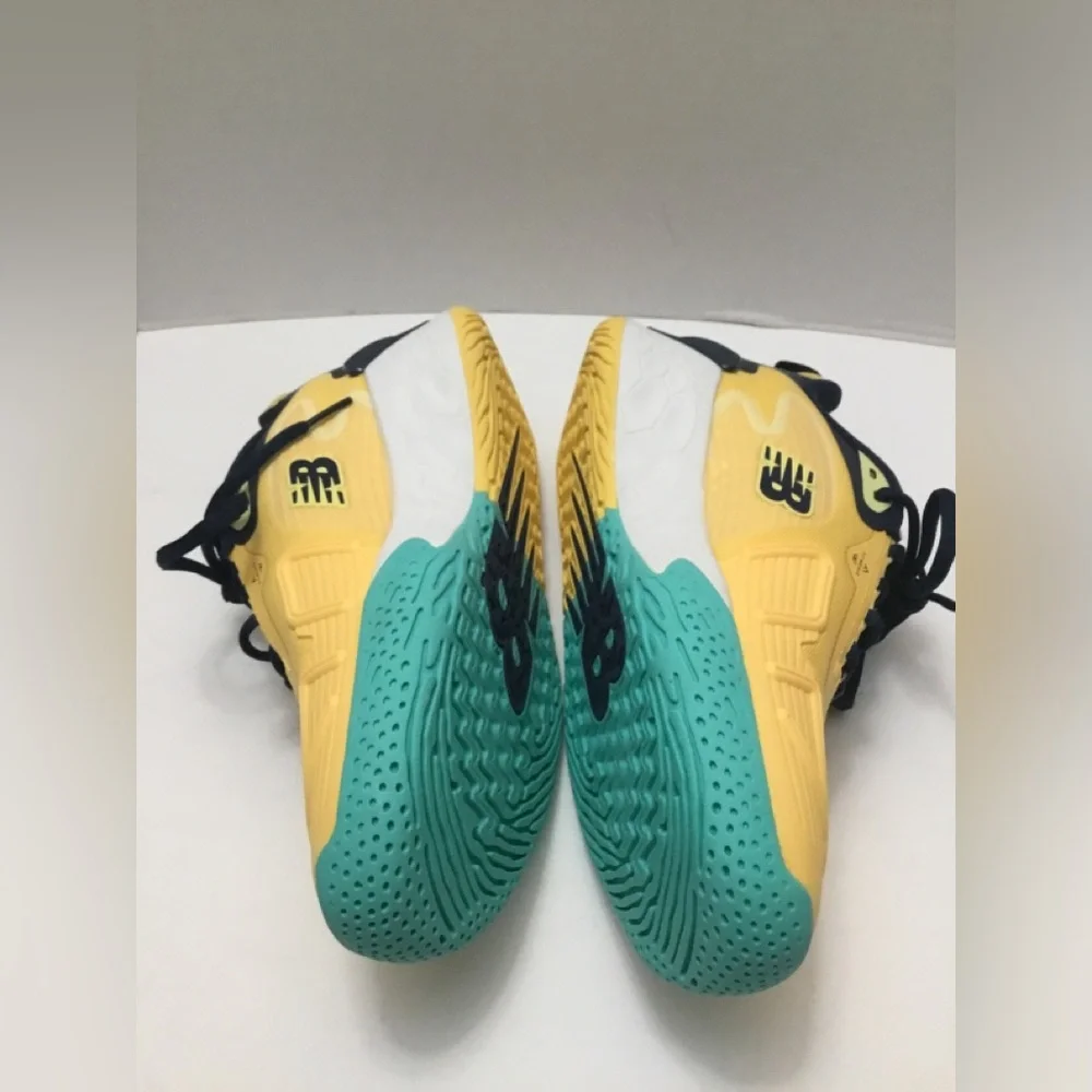 New Balance Yellow and Teal Sneakers with Navy Laces